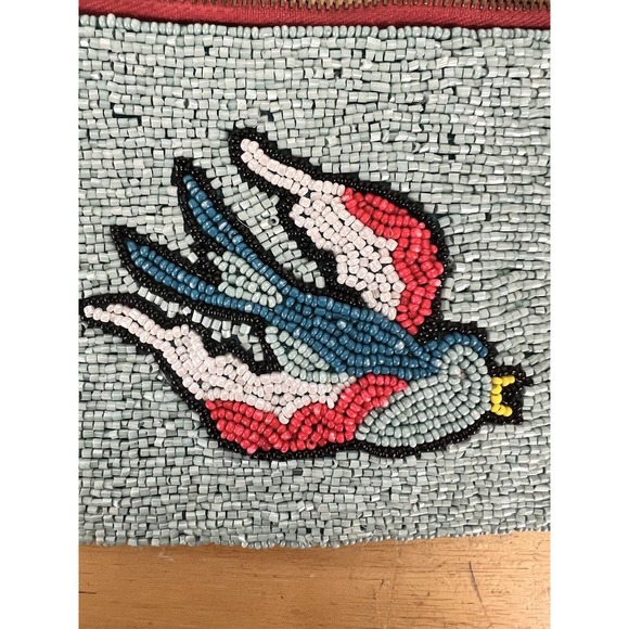 Koala Bay Hand Beaded Blue Bird Pouch - Picture 3 of 5